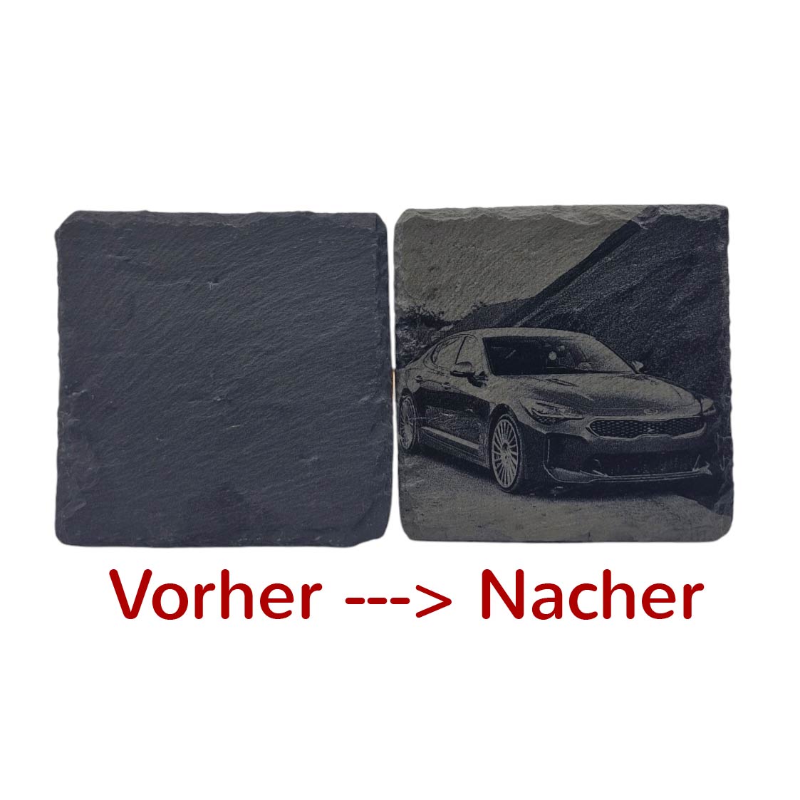 Schieferuntersetzer ( Eigenes Motiv 10x10cm ) inkl. Holzständer
